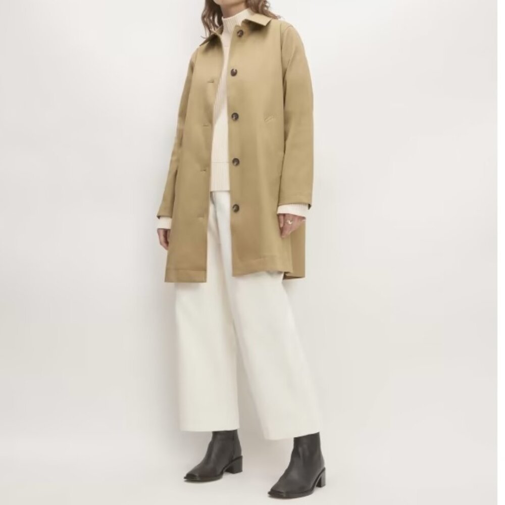 Everlane The Mac Trench Coat Button Front Cornstalk Beige M